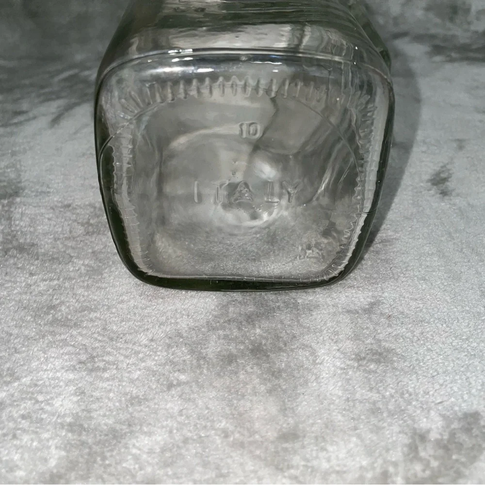 Vintage Frigorello Thick Glass Pitcher w/ White Lid Square Kitchen Décor